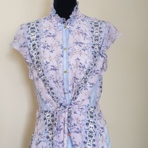Julia Jordan Mock Neck Floral Printed Chiffo Dress